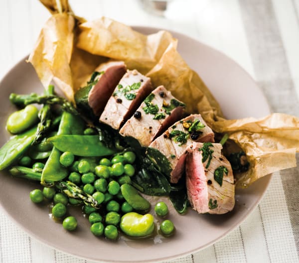 BOEUF EN PAPILLOTE AUX LEGUMES VERTS