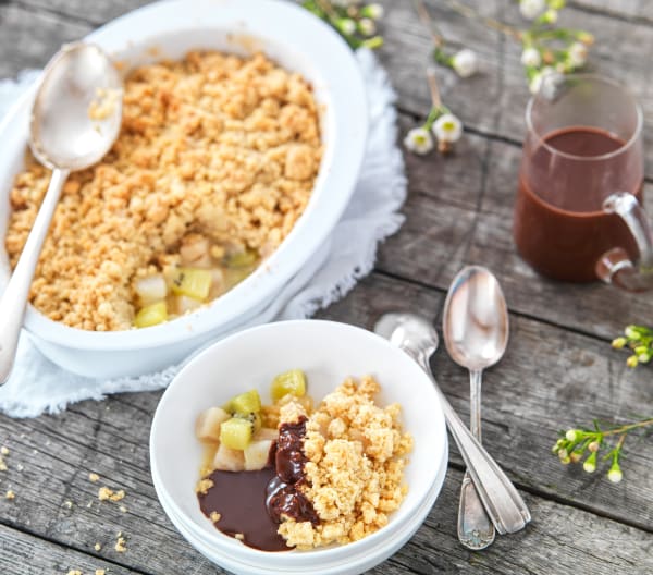 CRUMBLE KIWI POIRE ET CHOCOLAT